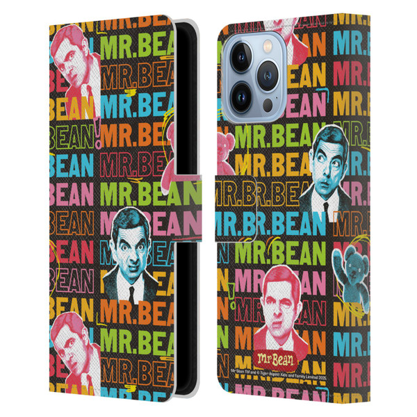 Mr. Bean Graphic Art With Teddy Leather Book Wallet Case Cover For Apple iPhone 13 Pro Max