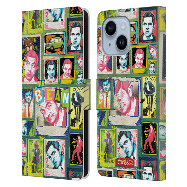 Mr. Bean Graphic Art Collage Leather Book Wallet Case Cover For Apple iPhone 14 Plus