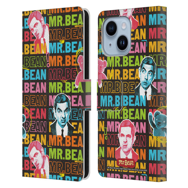 Mr. Bean Graphic Art With Teddy Leather Book Wallet Case Cover For Apple iPhone 14 Plus