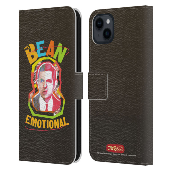 Mr. Bean Graphic Art Bean Emotional Leather Book Wallet Case Cover For Apple iPhone 15 Plus