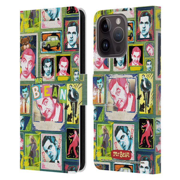 Mr. Bean Graphic Art Collage Leather Book Wallet Case Cover For Apple iPhone 15 Pro