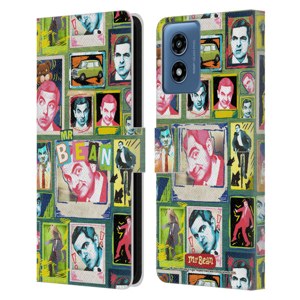 Mr. Bean Graphic Art Collage Leather Book Wallet Case Cover For Motorola Moto G Play (2024)