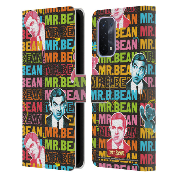 Mr. Bean Graphic Art With Teddy Leather Book Wallet Case Cover For OPPO A54 5G