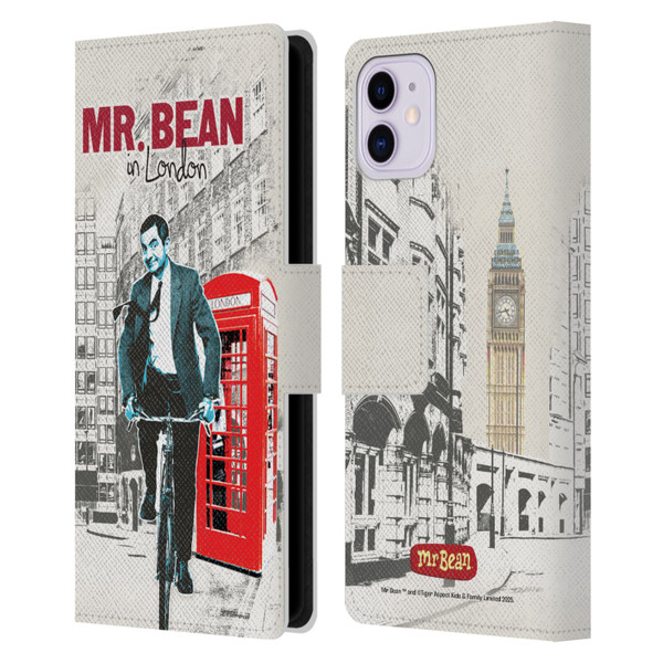 Mr. Bean London Art In London Leather Book Wallet Case Cover For Apple iPhone 11