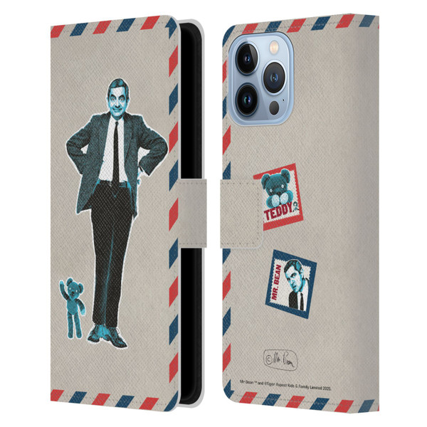 Mr. Bean London Art Postcard Leather Book Wallet Case Cover For Apple iPhone 13 Pro Max