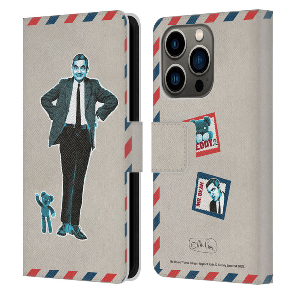 Mr. Bean London Art Postcard Leather Book Wallet Case Cover For Apple iPhone 14 Pro