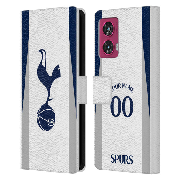 Custom Customised Personalised Tottenham Hotspur F.C. 2025/26 Badge Kit Home Leather Book Wallet Case Cover For Motorola Edge 50 Fusion