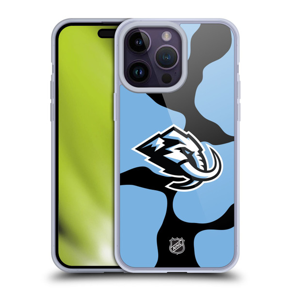 NHL Utah Mammoth Cow Pattern Soft Gel Case for Apple iPhone 14 Pro Max