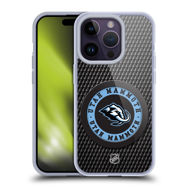 NHL Utah Mammoth Puck Texture Soft Gel Case for Apple iPhone 14 Pro