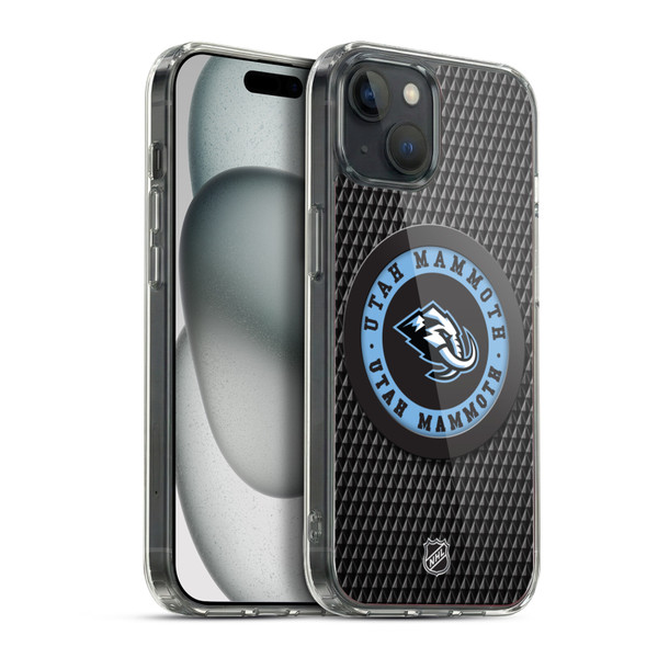 NHL Utah Mammoth Puck Texture Soft Gel Case for Apple iPhone 15 Plus & MagSafe