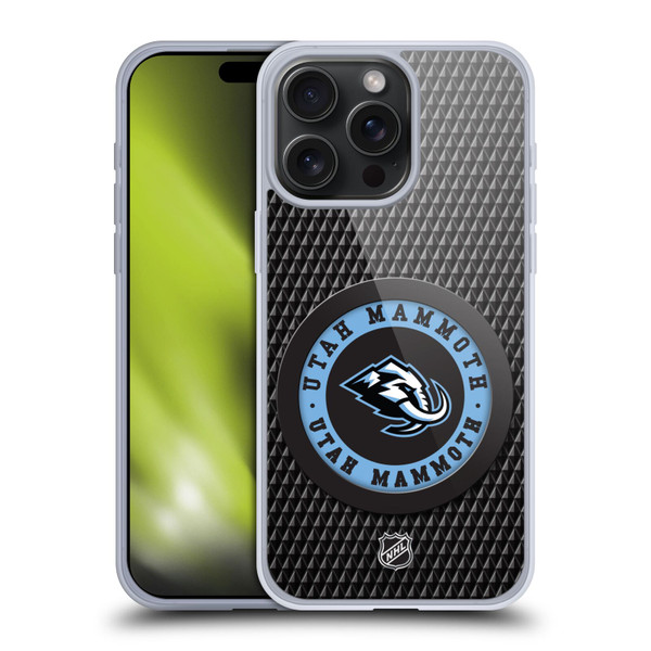 NHL Utah Mammoth Puck Texture Soft Gel Case for Apple iPhone 15 Pro Max