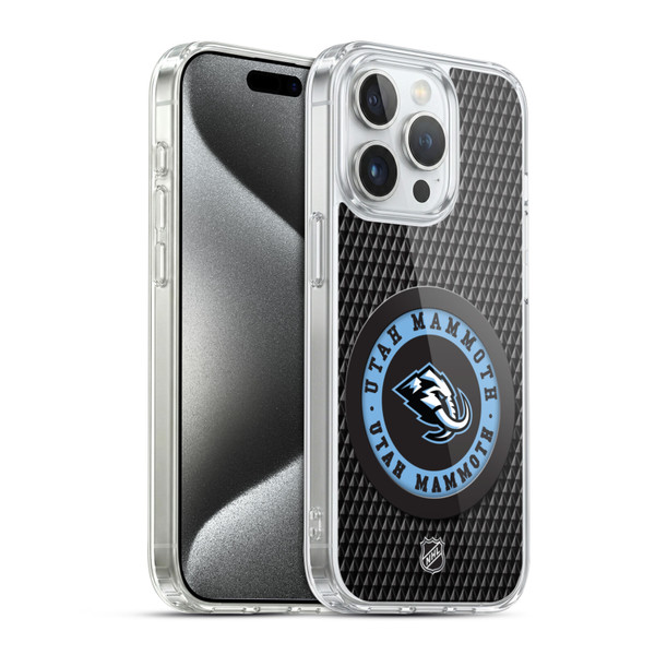 NHL Utah Mammoth Puck Texture Soft Gel Case for Apple iPhone 15 Pro & MagSafe