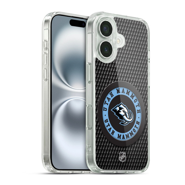 NHL Utah Mammoth Puck Texture Soft Gel Case for Apple iPhone 16 & MagSafe