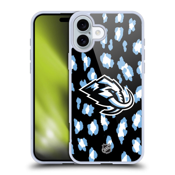 NHL Utah Mammoth Leopard Pattern Soft Gel Case for Apple iPhone 16 Plus