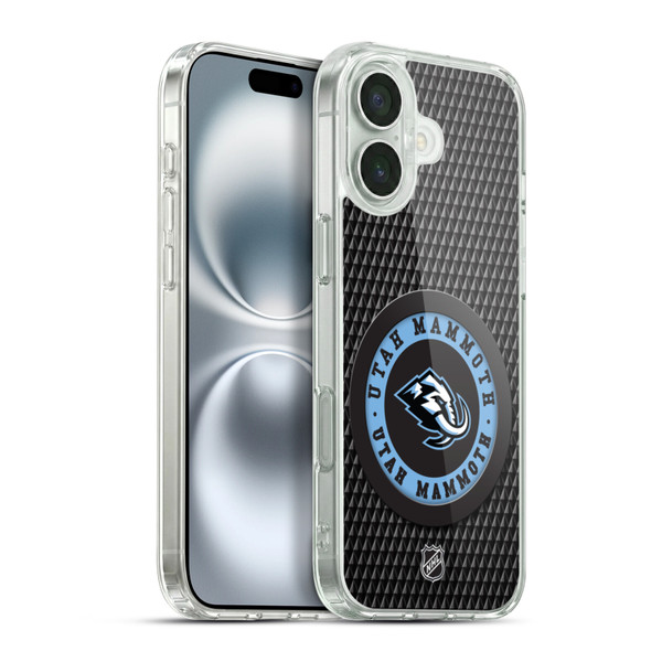 NHL Utah Mammoth Puck Texture Soft Gel Case for Apple iPhone 16 Plus & MagSafe