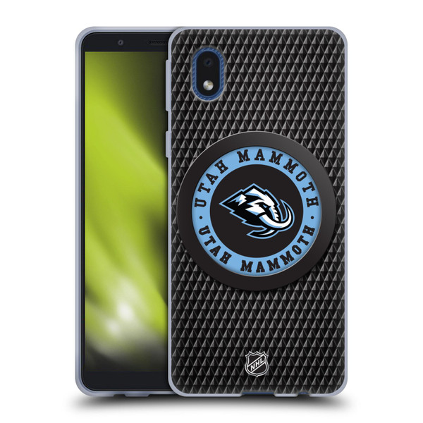 NHL Utah Mammoth Puck Texture Soft Gel Case for Samsung Galaxy A01 Core (2020)