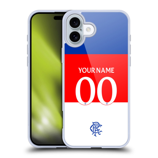 Custom Customised Personalised Rangers FC 2025/26 Kit Away Soft Gel Case for Apple iPhone 16 Plus