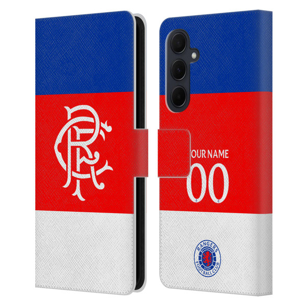 Custom Customised Personalised Rangers FC 2025/26 Kit Away Leather Book Wallet Case Cover For Samsung Galaxy A35 5G
