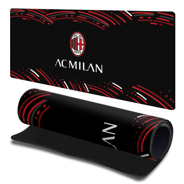 AC Milan Crest Logo Curved Gaming Office Desk PC Keyboard Mouse Mat Pad 23.62 x 11.81 x 0.12 inches (600 x 300 mm) - L