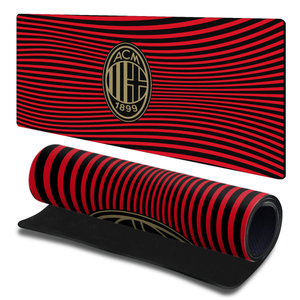 AC Milan Crest Logo Red Stripes Gaming Office Desk PC Keyboard Mouse Mat Pad 23.62 x 11.81 x 0.12 inches (600 x 300 mm) - L