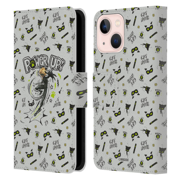 Miraculous Ladybug Character Art And Patterns Cat Noir Leather Book Wallet Case Cover For Apple iPhone 13 Mini