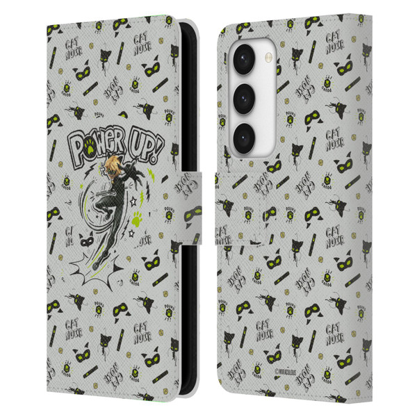Miraculous Ladybug Character Art And Patterns Cat Noir Leather Book Wallet Case Cover For Samsung Galaxy S23 5G