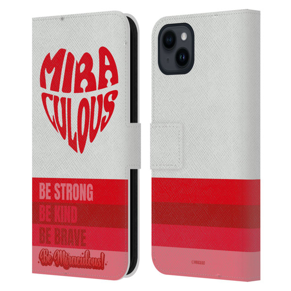 Miraculous Ladybug Radiant Red Typography Leather Book Wallet Case Cover For Apple iPhone 15 Plus