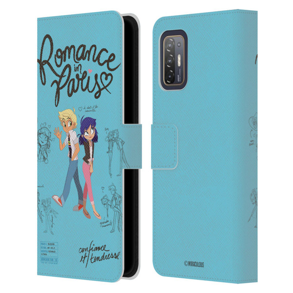 Miraculous Ladybug Sketches Romance In Paris Leather Book Wallet Case Cover For HTC Desire 21 Pro 5G