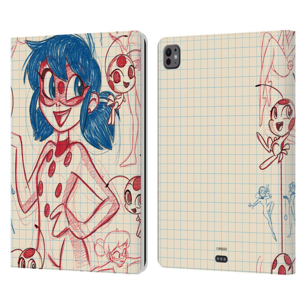 Miraculous Ladybug Sketches Ladybug Leather Book Wallet Case Cover For Apple iPad Pro 13 M4 2024 Miraculous Ladybug Sketches Ladybug Leather Book Wallet Case Cover For Apple iPad Pro 13 M4 2024