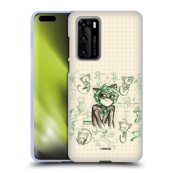 Miraculous Ladybug Sketches Cat Noir Soft Gel Case for Huawei P40 5G