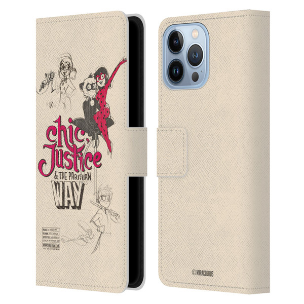 Miraculous Ladybug Sketches Chic Justice Leather Book Wallet Case Cover For Apple iPhone 13 Pro Max