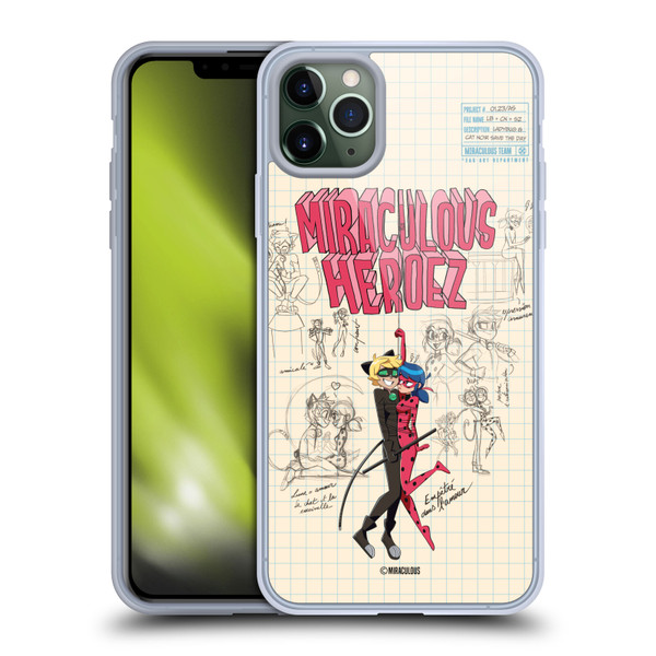 Miraculous Ladybug Sketches Ladybug And Cat Noir Soft Gel Case for Apple iPhone 11 Pro Max