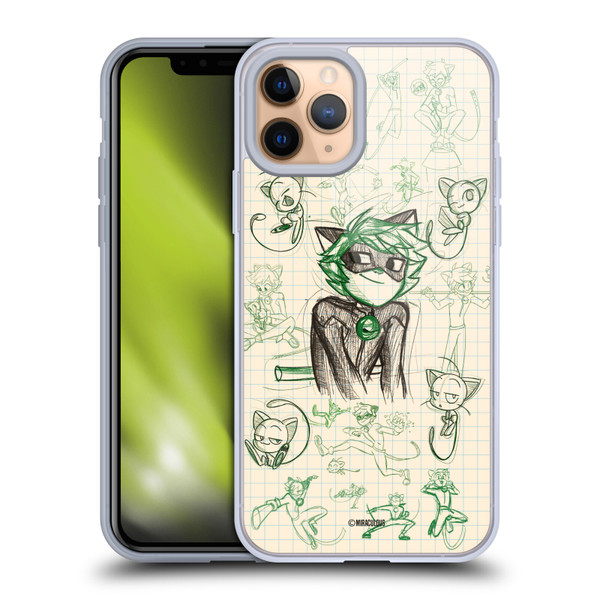 Miraculous Ladybug Sketches Cat Noir Soft Gel Case for Apple iPhone 11 Pro
