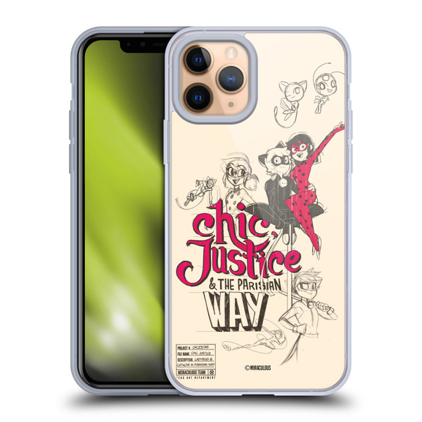 Miraculous Ladybug Sketches Chic Justice Soft Gel Case for Apple iPhone 11 Pro