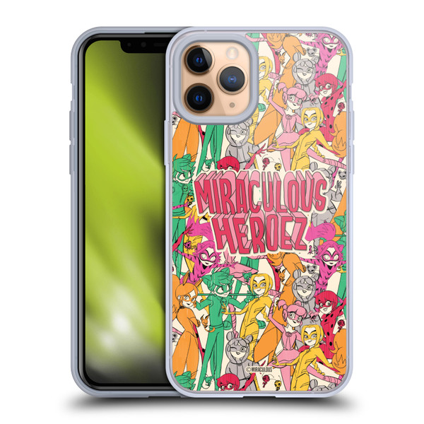 Miraculous Ladybug Sketches Heroes Pattern Soft Gel Case for Apple iPhone 11 Pro