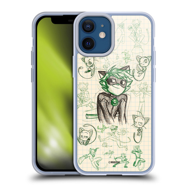 Miraculous Ladybug Sketches Cat Noir Soft Gel Case for Apple iPhone 12 Mini
