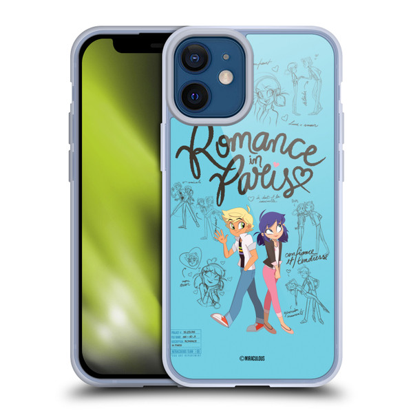 Miraculous Ladybug Sketches Romance In Paris Soft Gel Case for Apple iPhone 12 Mini