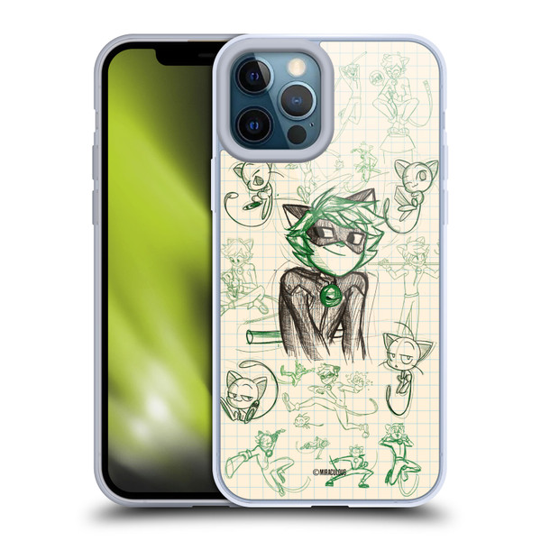 Miraculous Ladybug Sketches Cat Noir Soft Gel Case for Apple iPhone 12 Pro Max