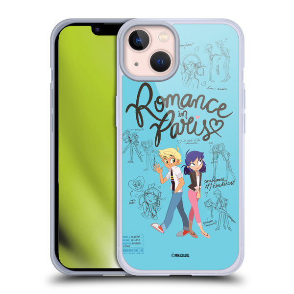 Miraculous Ladybug Sketches Romance In Paris Soft Gel Case for Apple iPhone 13
