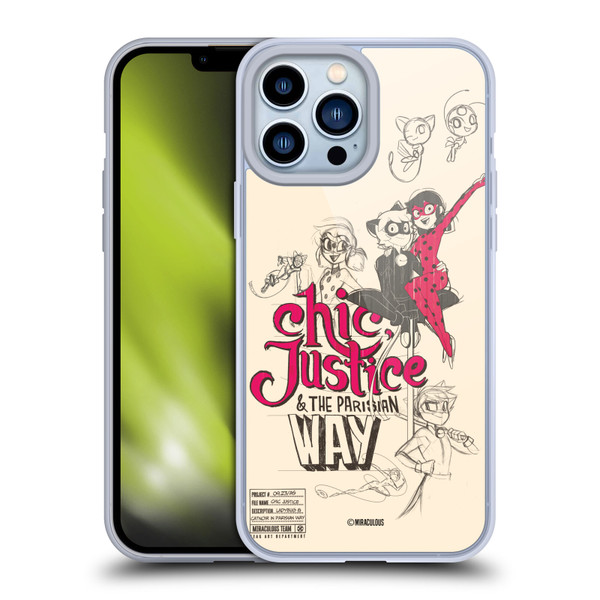 Miraculous Ladybug Sketches Chic Justice Soft Gel Case for Apple iPhone 13 Pro Max