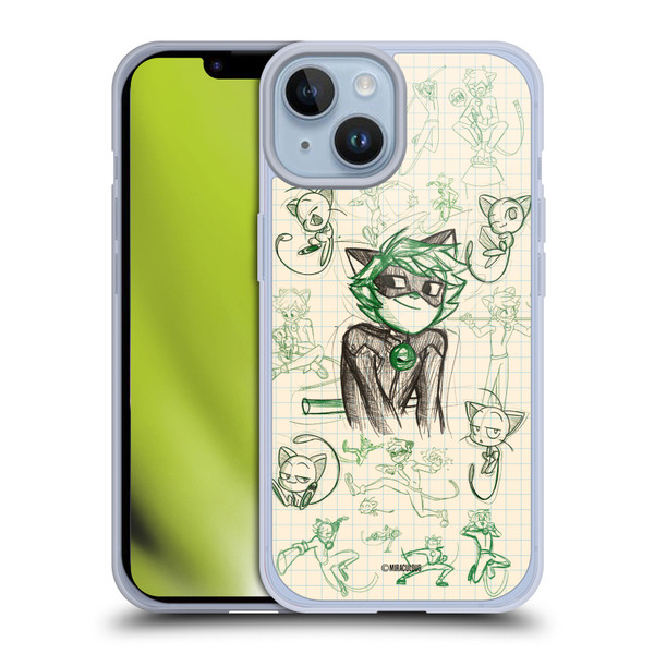 Miraculous Ladybug Sketches Cat Noir Soft Gel Case for Apple iPhone 14
