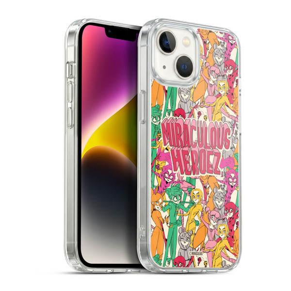 Miraculous Ladybug Sketches Heroes Pattern Soft Gel Case for Apple iPhone 14