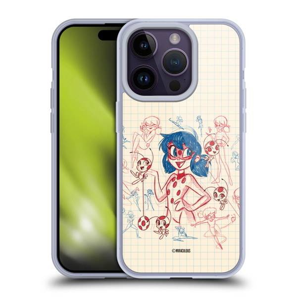 Miraculous Ladybug Sketches Ladybug Soft Gel Case for Apple iPhone 14 Pro