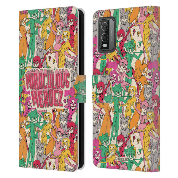 Miraculous Ladybug Sketches Heroes Pattern Leather Book Wallet Case Cover For Nokia C210