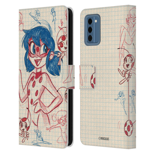 Miraculous Ladybug Sketches Ladybug Leather Book Wallet Case Cover For Nokia NC300