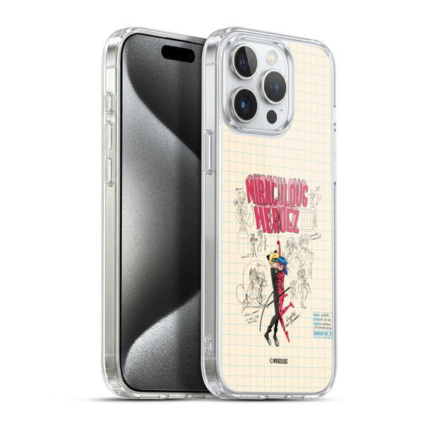 Miraculous Ladybug Sketches Ladybug And Cat Noir Soft Gel Case for Apple iPhone 15 Pro Max & MagSafe