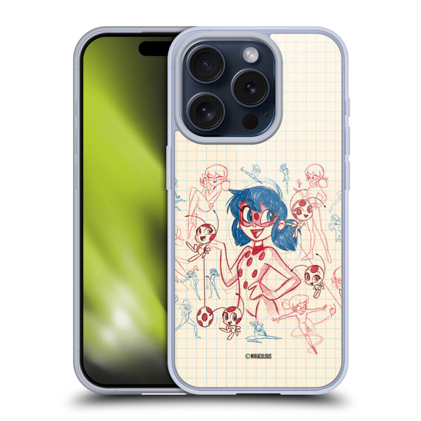 Miraculous Ladybug Sketches Ladybug Soft Gel Case for Apple iPhone 15 Pro