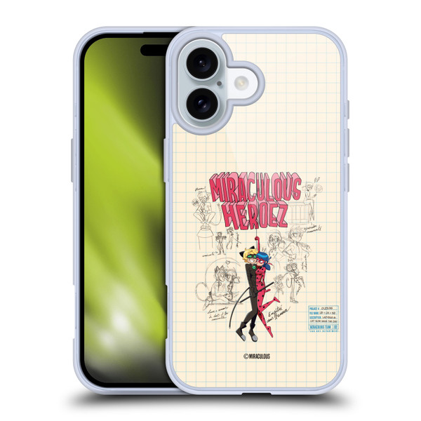 Miraculous Ladybug Sketches Ladybug And Cat Noir Soft Gel Case for Apple iPhone 16