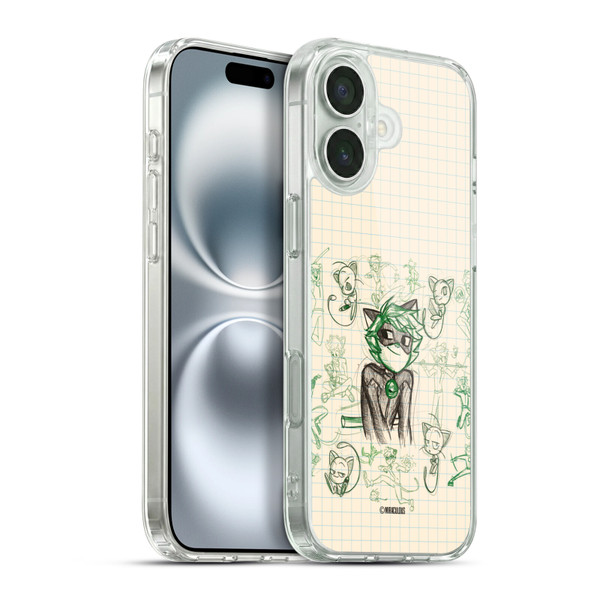 Miraculous Ladybug Sketches Cat Noir Soft Gel Case for Apple iPhone 16 Plus & MagSafe
