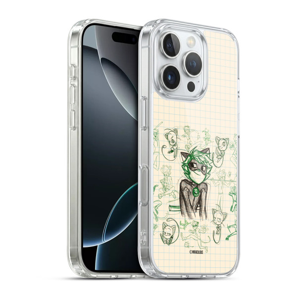 Miraculous Ladybug Sketches Cat Noir Soft Gel Case for Apple iPhone 16 Pro & MagSafe